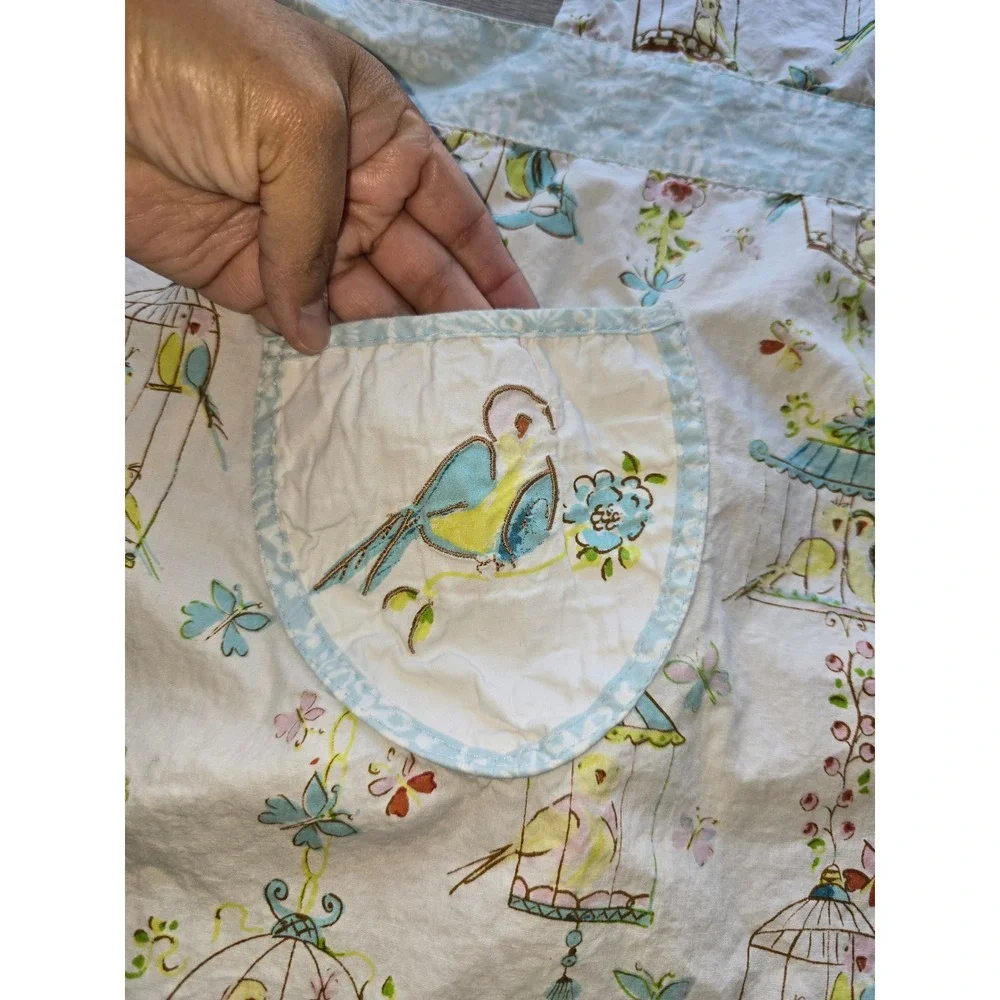 Vintage Style‎ Women's Birdcage Print Apron Cottagecore Shabby Chic Blue White